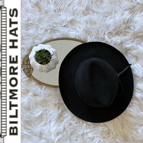 Vintage BILTMORE 🇨🇦 Black Soft Felt Classic Fedora Hat, Small - Picture 8 of 16